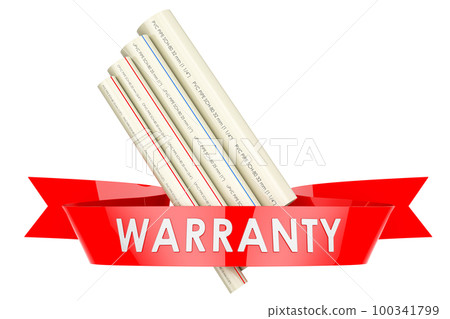 PVC pipes, composite pipe, uPVC pipe, cPVC pipe, warranty concept. 3D rendering 100341799