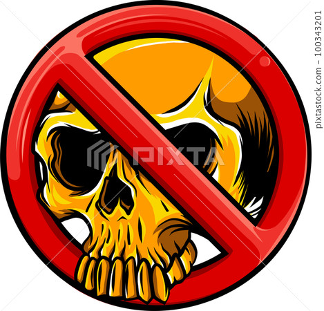 Stop or ban red round sign with skull Stop or ban red round sign with skull 100343201