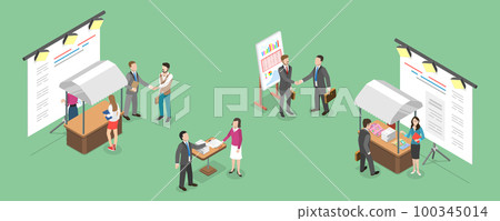 3D Isometric Flat Vector Conceptual Illustration of Trade Show 100345014