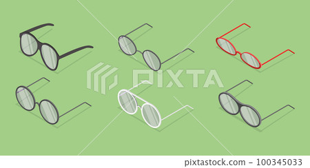 3D Isometric Flat Vector Set of Eyeglasses 100345033