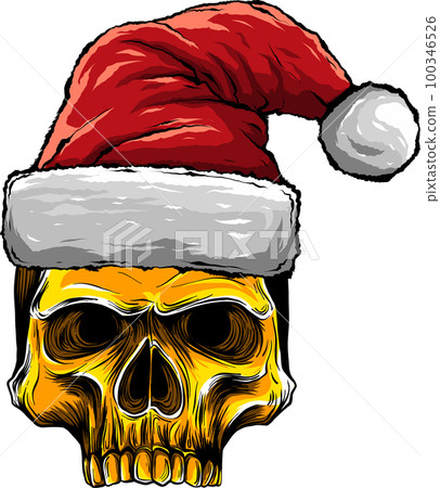 vector illustration Christmas skull. vintage design t-shirts vector illustration Christmas skull. vintage design t-shirts 100346526