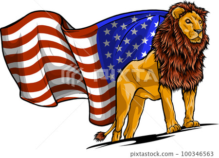 lion face vector with a usa flag face 100346563