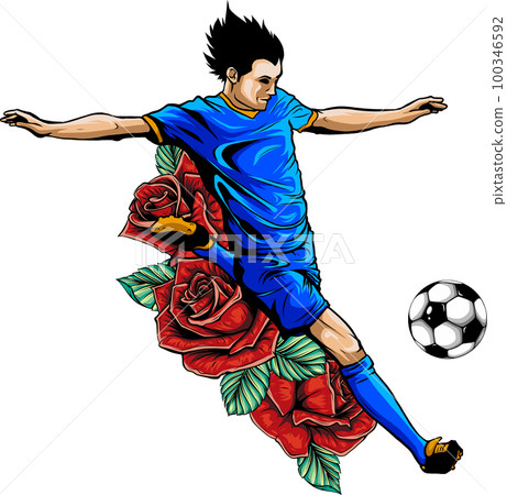 soccer player doing kick ball 12597209 Vector Art at Vecteezy