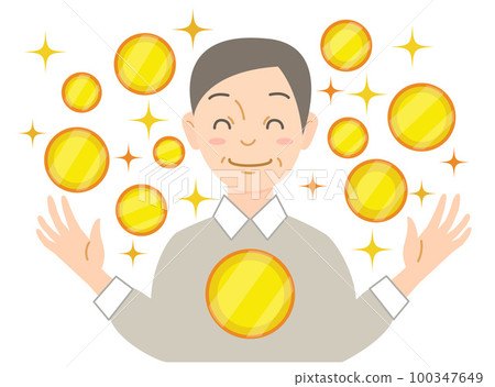 A smiling senior man who has plenty of money 100347649