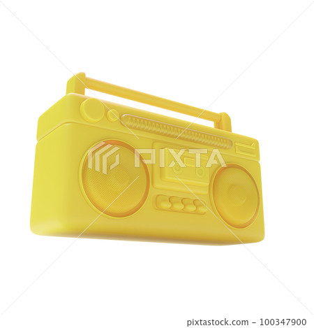 Yellow antique cassette player. Designed in minimal concept. Yellow antique cassette player. Designed in minimal concept. 100347900