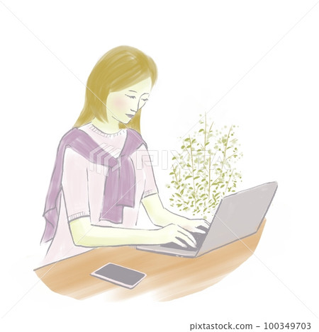 在PC工作的婦女 100349703
