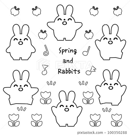 Spring material and rabbit set _ line drawing 100350288