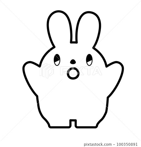 兔子插圖_畫線_驚喜_舉手 100350891