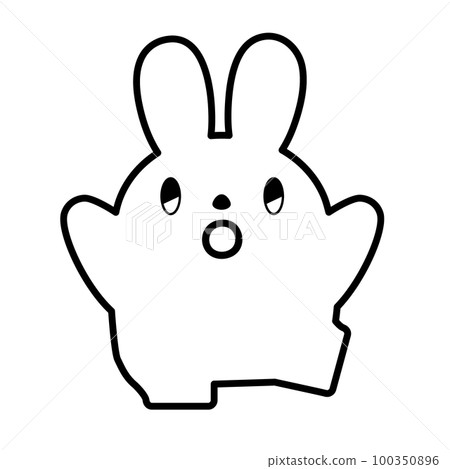 Rabbit illustration _ line drawing _ surprise _ raise your legs 100350896
