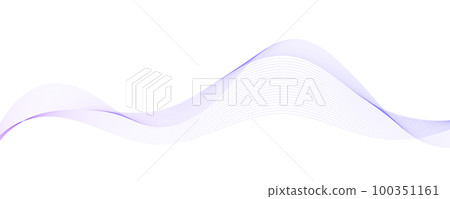 Flowing wave lines background. Abstract smooth curved stripes template. Blue purple fluid shape. Horizontal design element. Vector 100351161