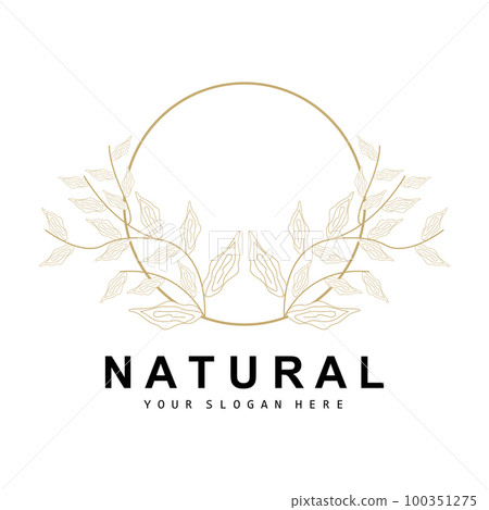 Simple Botanical Leaf and Flower Logo, Vector Natural Line Style, Decoration Design, Banner, Flyer, Wedding Invitation, and Product Branding 100351275