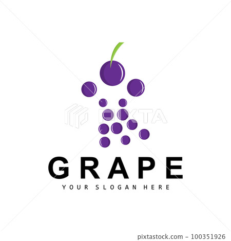 Grape Fruit Logo, Circle Style Fruit Design, Grape Farm Vector, Wine Drink, Nature Icon, Illustration Template 100351926