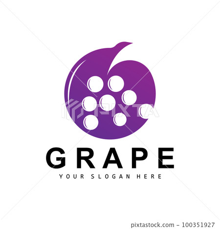 Grape Fruit Logo, Circle Style Fruit Design, Grape Farm Vector, Wine Drink, Nature Icon, Illustration Template 100351927