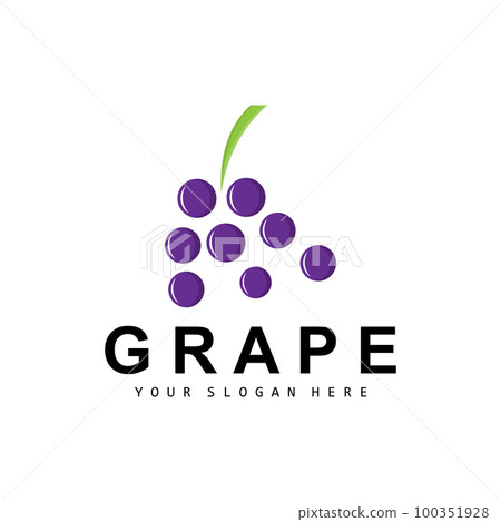 Grape Fruit Logo, Circle Style Fruit Design, Grape Farm Vector, Wine Drink, Nature Icon, Illustration Template 100351928