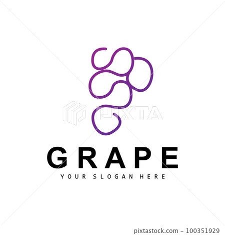 Grape Fruit Logo, Circle Style Fruit Design, Grape Farm Vector, Wine Drink, Nature Icon, Illustration Template 100351929