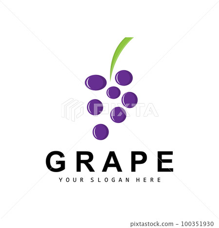 Grape Fruit Logo, Circle Style Fruit Design, Grape Farm Vector, Wine Drink, Nature Icon, Illustration Template 100351930