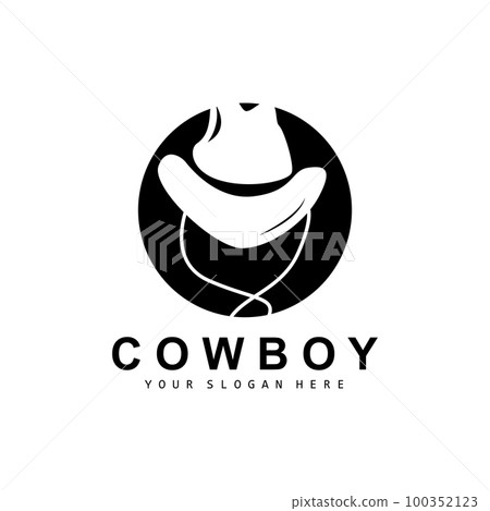Cowboy Hat Logo, Texas Cowboy Design, Western Country Sheriff Hat Vector, Silhouette Icon Cowboy Hat Logo, Texas Cowboy Design, Western Country Sheriff Hat Vector, Silhouette Icon 100352123