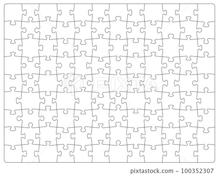 Jigsaw puzzle grid template, blank white pieces of puzzle pattern, vector background. Puzzle game empty shapes, jigsaw template with outline parts and square cuts, 9 and 12 layout puzzle grid Jigsaw puzzle grid template, blank white pieces of puzzle pattern, vector background. Puzzle game empty shapes, jigsaw template with outline parts and square cuts, 9 and 12 layout puzzle grid 100352307