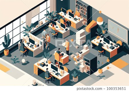 Set of Isometric in Flat Design, abstract office floor interior departments concept , Vector Illustrations for Business Workflow, R&D, and Marketing Material, depicting a busy office environment. Set of Isometric in Flat Design, abstract office floor interior departments concept , Vector Illustrations for Business Workflow, R&D, and Marketing Material, depicting a busy office environment. 100353651