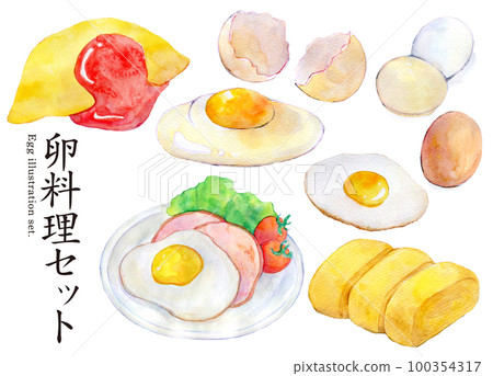 水彩插圖雞蛋菜雞蛋 100354317