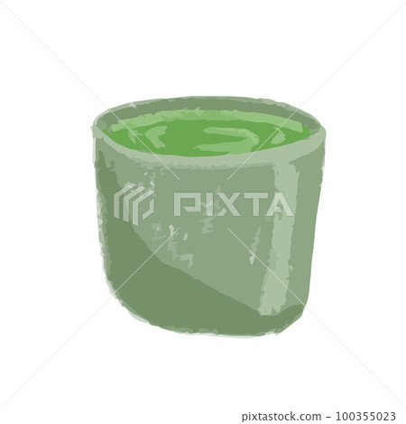 Isolated hand drawn illustration of a cup of green matcha tea Isolated hand drawn illustration of a cup of green matcha tea 100355023