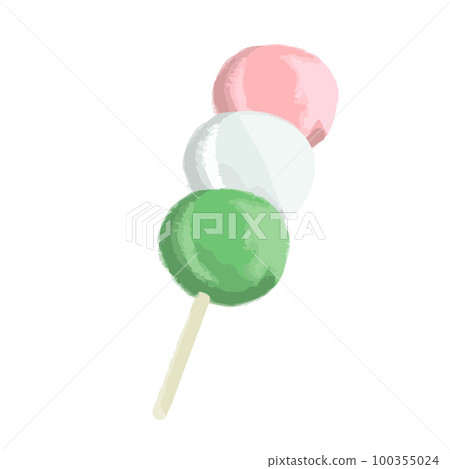 Isolated hand drawn illustration of Japanese style dessert, hanami dango 100355024