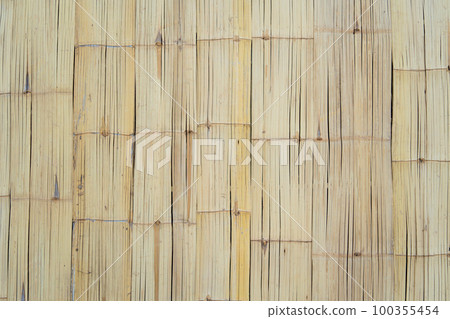 bamboo fence on wood texture for background 100355454
