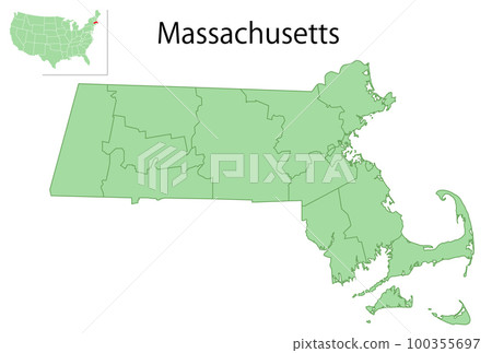 Massachusetts USA map icon Massachusetts USA map icon 100355697