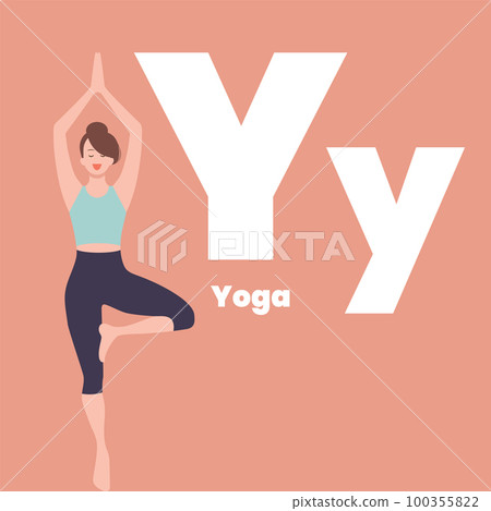 Cute children ABC alphabet flashcard words with the letter Y 100355822