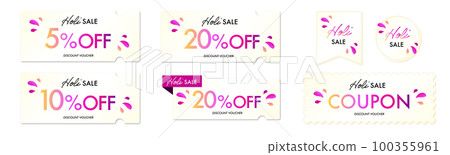 墨水飛濺優惠券矢量圖標集為印度灑紅節銷售 墨水飛濺優惠券矢量圖標集為印度灑紅節銷售 100355961