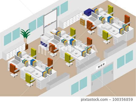 Isometric staff room illustration Isometric staff room illustration 100356859