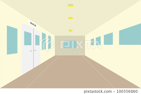 Illustration of a corridor with a staff room Illustration of a corridor with a staff room 100356860