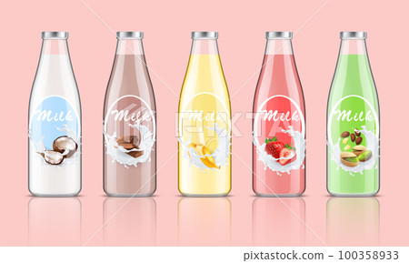 Milk Bottles Realistic Set Milk Bottles Realistic Set 100358933