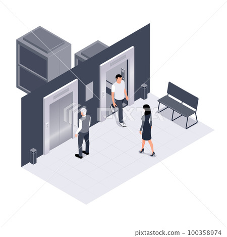 Passenger Elevators Isometric Composition 100358974