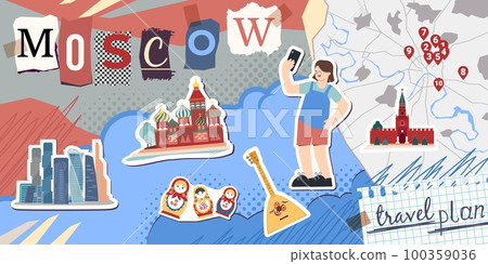 Moscow Travel Collage Composition 100359036