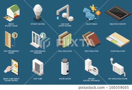 Energy Efficient House Isometric Energy Efficient House Isometric 100359085