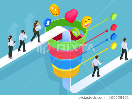 Sales Funnel Infographics With Customers 100359101