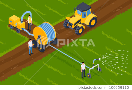 Irrigation Systems Isometric Background Irrigation Systems Isometric Background 100359110
