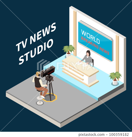 News Media Isometric Concept News Media Isometric Concept 100359182