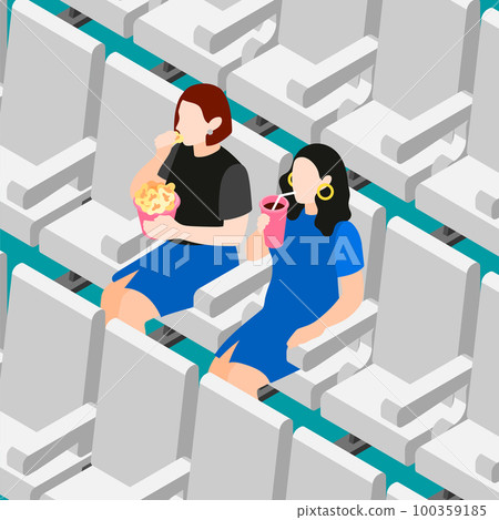 Female Friends Isometric Colored Composition Female Friends Isometric Colored Composition 100359185