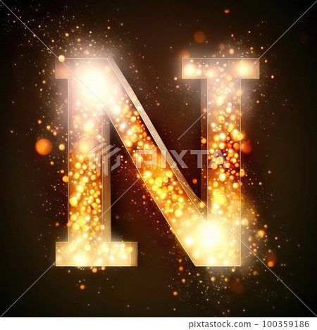 AI generated glowing letter N on bokeh background AI generated glowing letter N on bokeh background 100359186