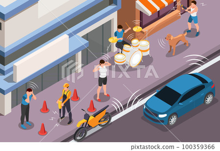 Noise Pollution Isometric Background Noise Pollution Isometric Background 100359366