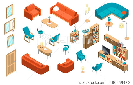 Home Furniture Isometric Collection - Stock Illustration [100359470 ...