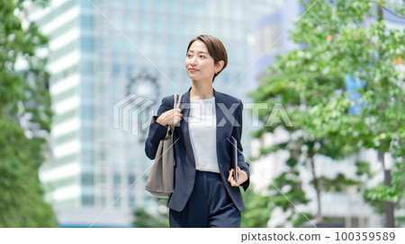 Woman Walks Front Louis Vuitton Brand Stock Photo 1281968992