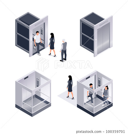 Isometric Elevator People Set 100359701