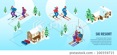 Isometric Ski Resort Infographics Isometric Ski Resort Infographics 100359715