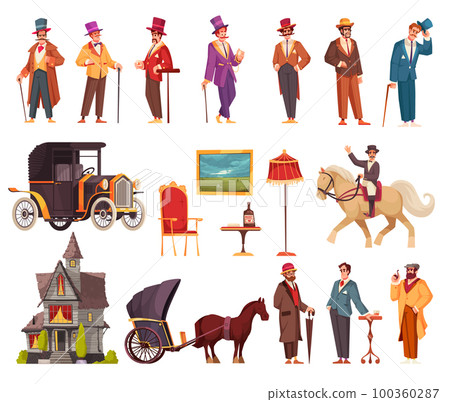 Gentlemen Cartoon Set Gentlemen Cartoon Set 100360287