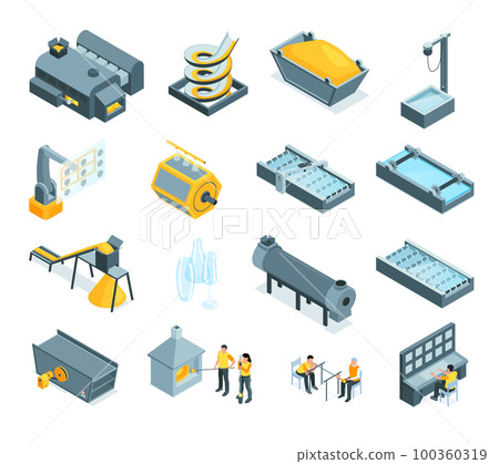 Glass Production Isometric Set Glass Production Isometric Set 100360319