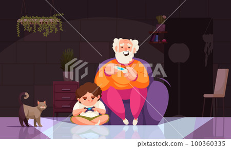 Grandfather Playing Video Games 100360335