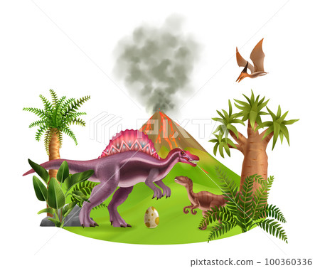 Realistic Dinosaurs Composition 100360336
